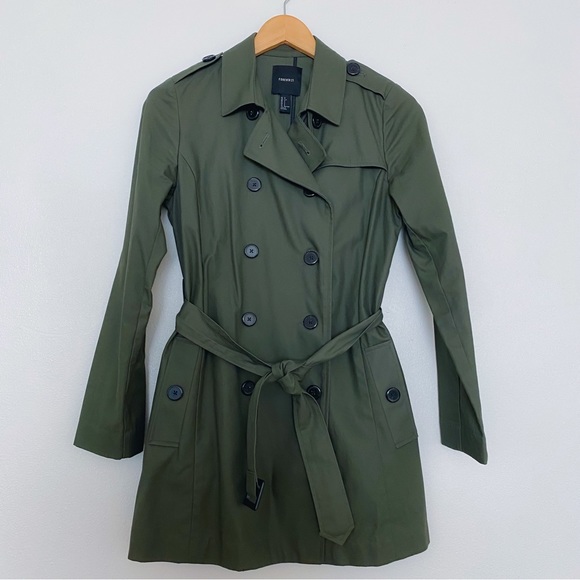 Forever 21 Jackets & Blazers - Forever21 Trench Coat Dark Olive Green Jacket Belter Double Breasted S